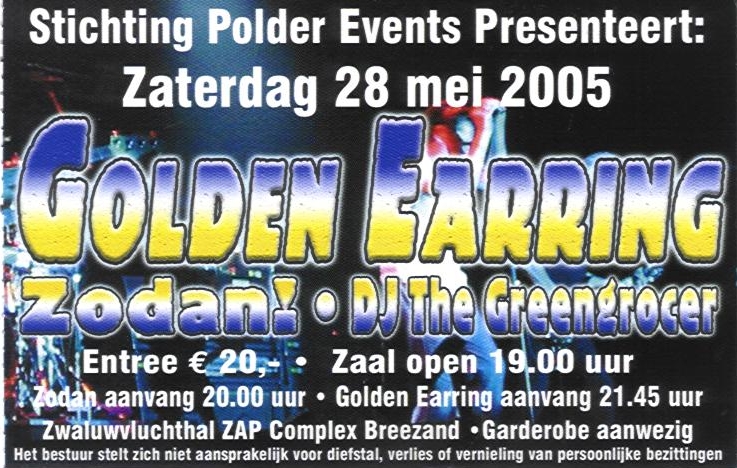 Golden Earring ticket May 28 2005 Breezand - Sporthal